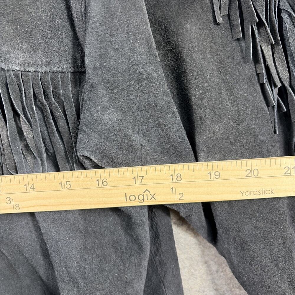 Vtg Adrienne Vittadini Women’s Petite Black Suede Jacket Leather Fringe 90s - Picture 7 of 14